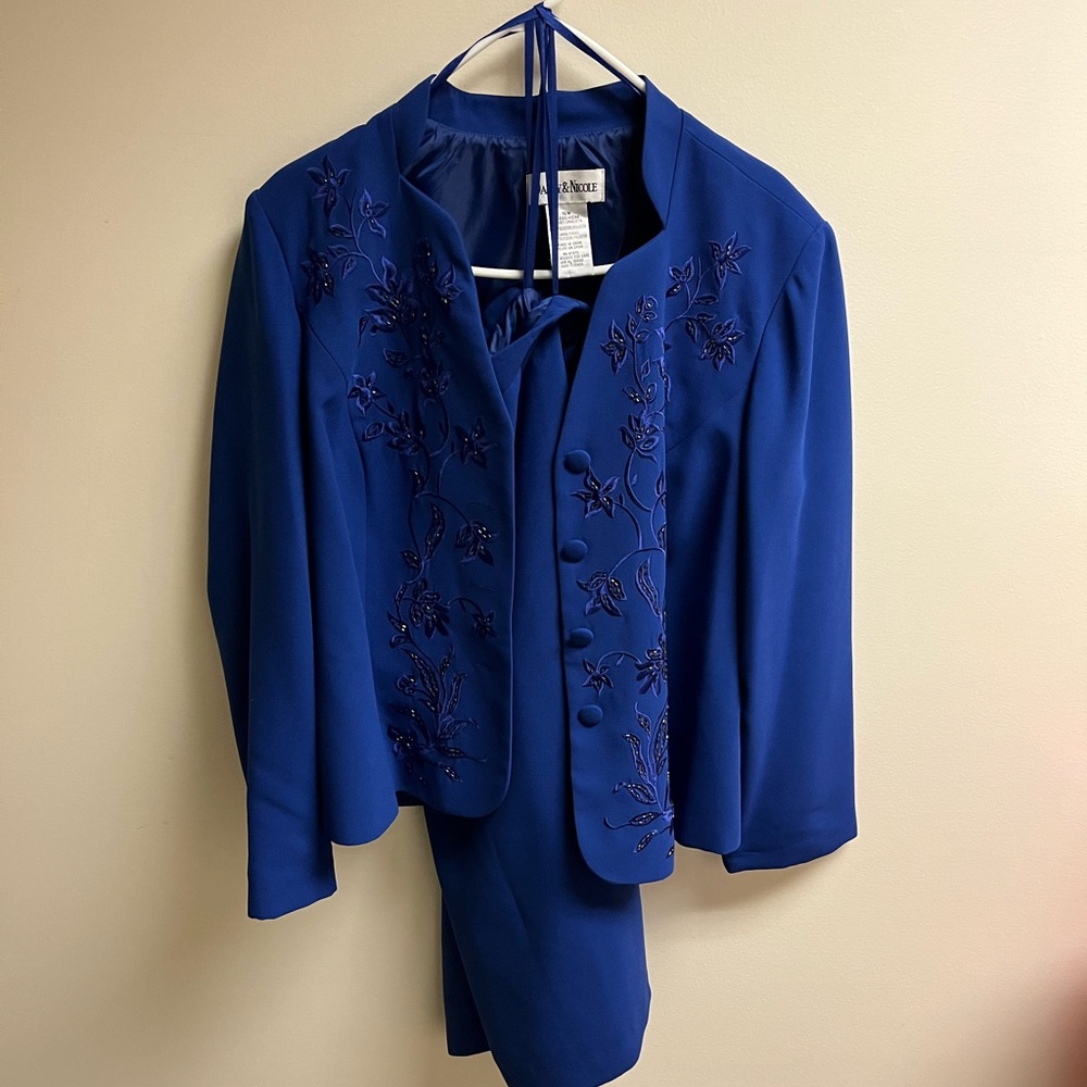 Danny & Nicole Royal Blue Embroidered Blazer